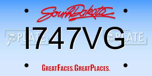 I747VG South Dakota License Plate