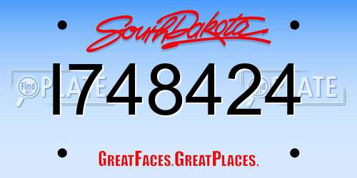 I748424 South Dakota License Plate