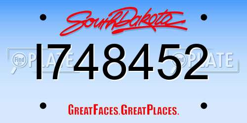I748452 South Dakota License Plate