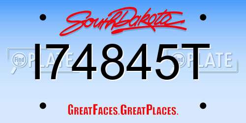 I74845T South Dakota License Plate