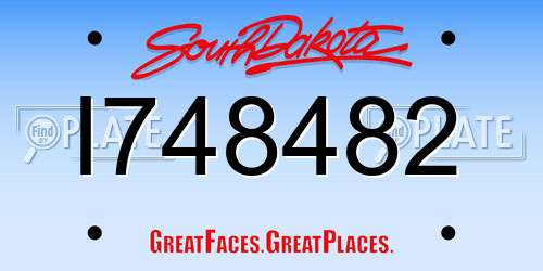 I748482 South Dakota License Plate