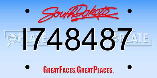 I748487 South Dakota License Plate