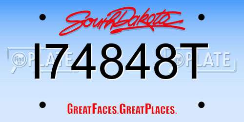 I74848T South Dakota License Plate