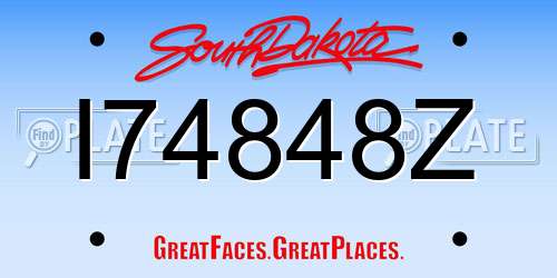 I74848Z South Dakota License Plate