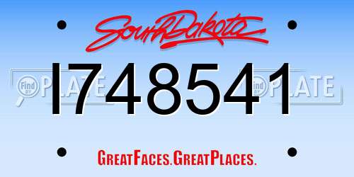 I748541 South Dakota License Plate