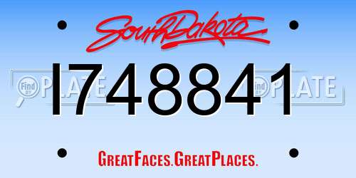 I748841 South Dakota License Plate
