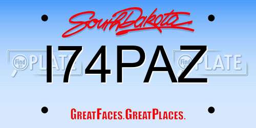 I74PAZ South Dakota License Plate
