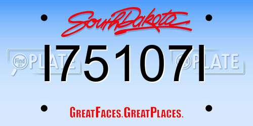 I75107I South Dakota License Plate