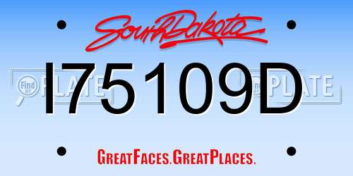 I75109D South Dakota License Plate