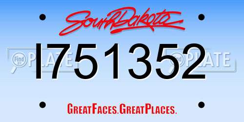 I751352 South Dakota License Plate