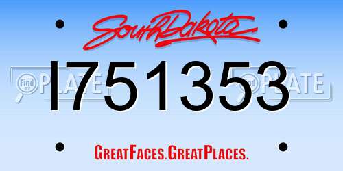 I751353 South Dakota License Plate