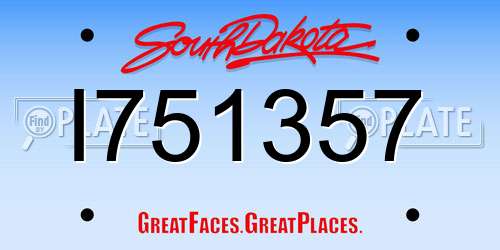 I751357 South Dakota License Plate