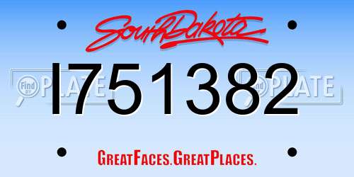 I751382 South Dakota License Plate