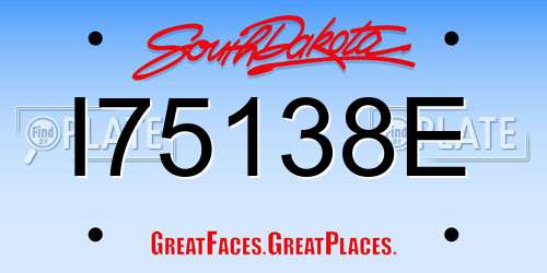 I75138E South Dakota License Plate