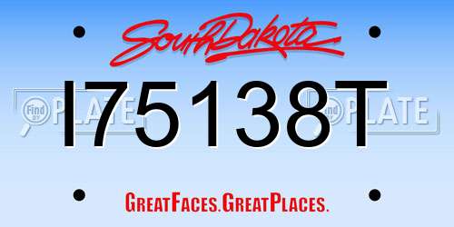 I75138T South Dakota License Plate