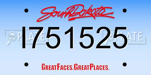 I751525 South Dakota License Plate