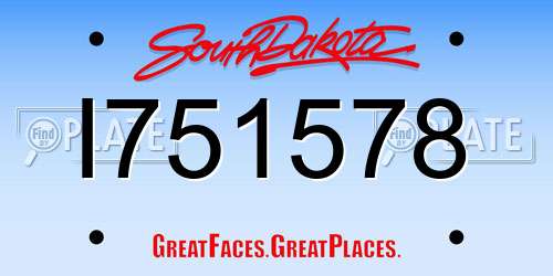 I751578 South Dakota License Plate