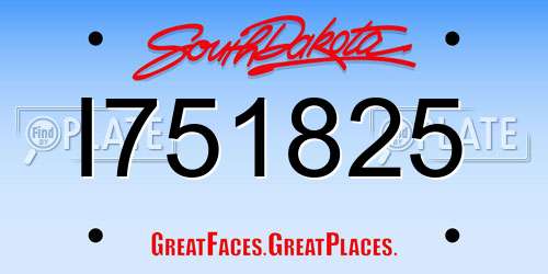 I751825 South Dakota License Plate