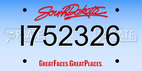 I752326 South Dakota License Plate