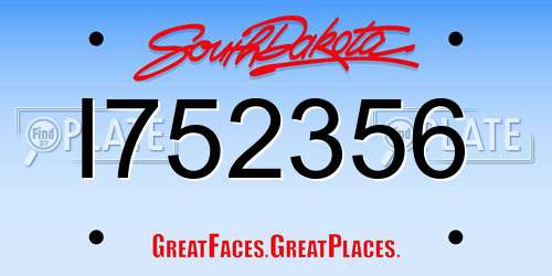 I752356 South Dakota License Plate