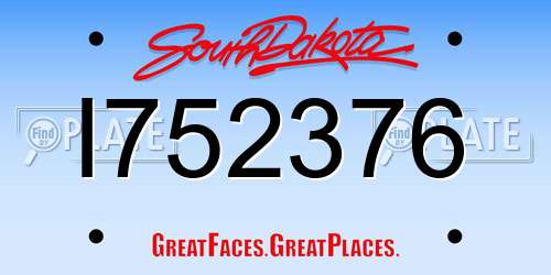 I752376 South Dakota License Plate