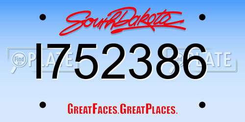 I752386 South Dakota License Plate