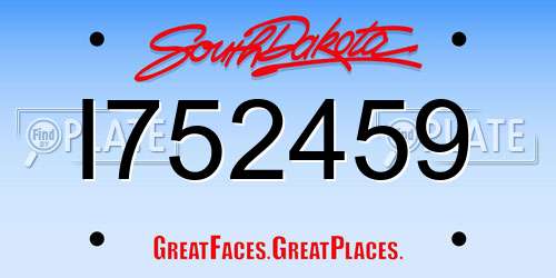 I752459 South Dakota License Plate