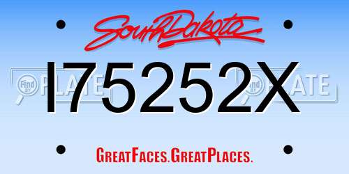 I75252X South Dakota License Plate