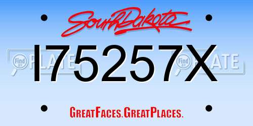 I75257X South Dakota License Plate