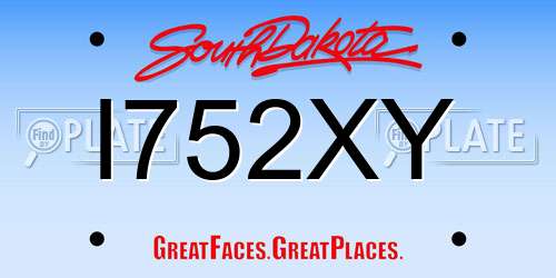 I752XY South Dakota License Plate