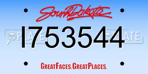 I753544 South Dakota License Plate