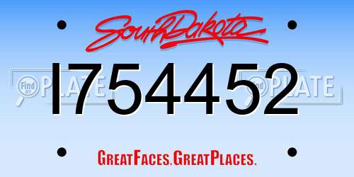 I754452 South Dakota License Plate