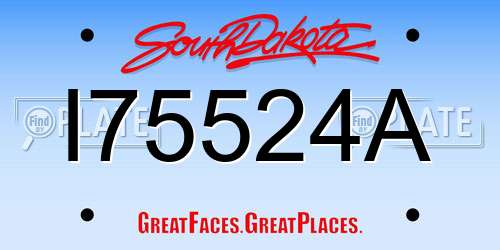 I75524A South Dakota License Plate