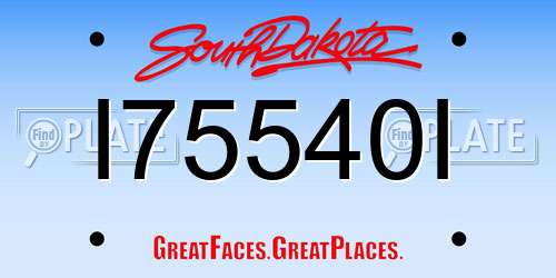 I75540I South Dakota License Plate