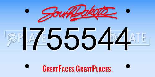 I755544 South Dakota License Plate