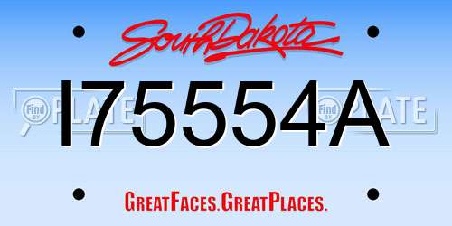 I75554A South Dakota License Plate