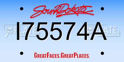 I75574A South Dakota License Plate