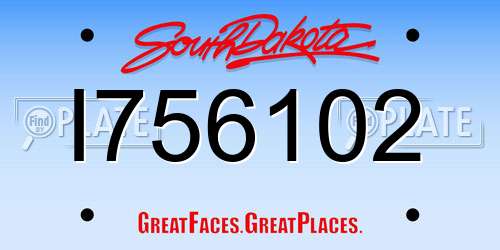 I756102 South Dakota License Plate
