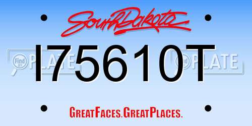 I75610T South Dakota License Plate