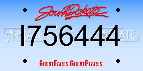 I756444 South Dakota License Plate