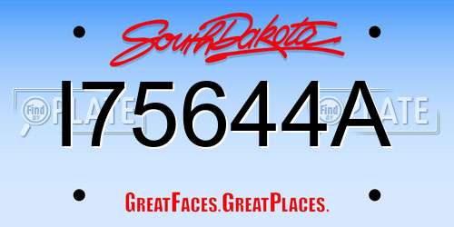 I75644A South Dakota License Plate
