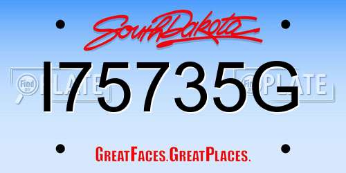 I75735G South Dakota License Plate