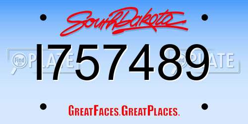 I757489 South Dakota License Plate