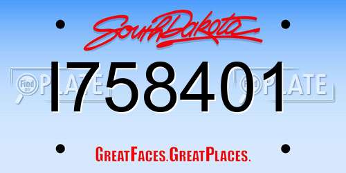 I758401 South Dakota License Plate