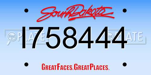 I758444 South Dakota License Plate