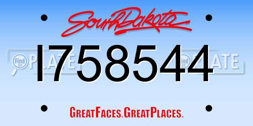 I758544 South Dakota License Plate