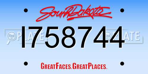 I758744 South Dakota License Plate