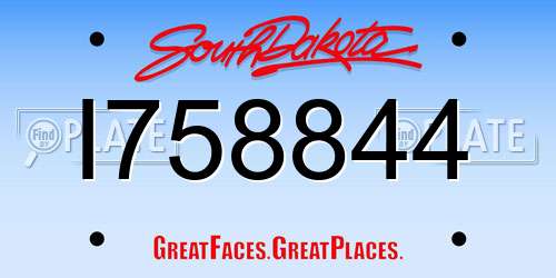 I758844 South Dakota License Plate