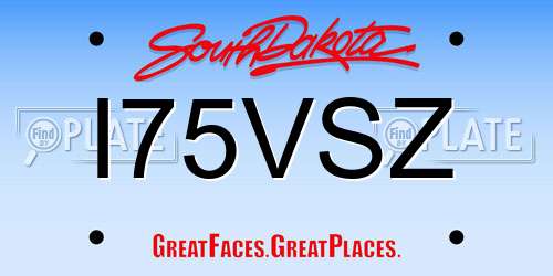 I75VSZ South Dakota License Plate
