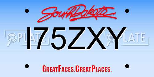 I75ZXY South Dakota License Plate